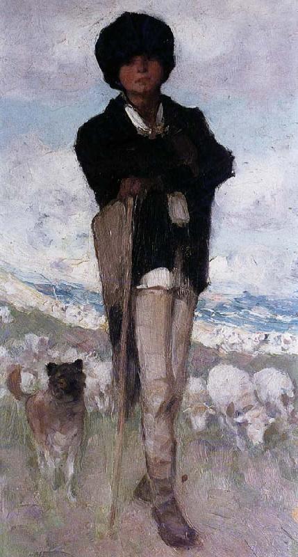 Nicolae Grigorescu Young Shepherd with his Dog Germany oil painting art